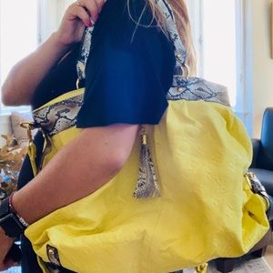 Yellow vinyl shoulder bag